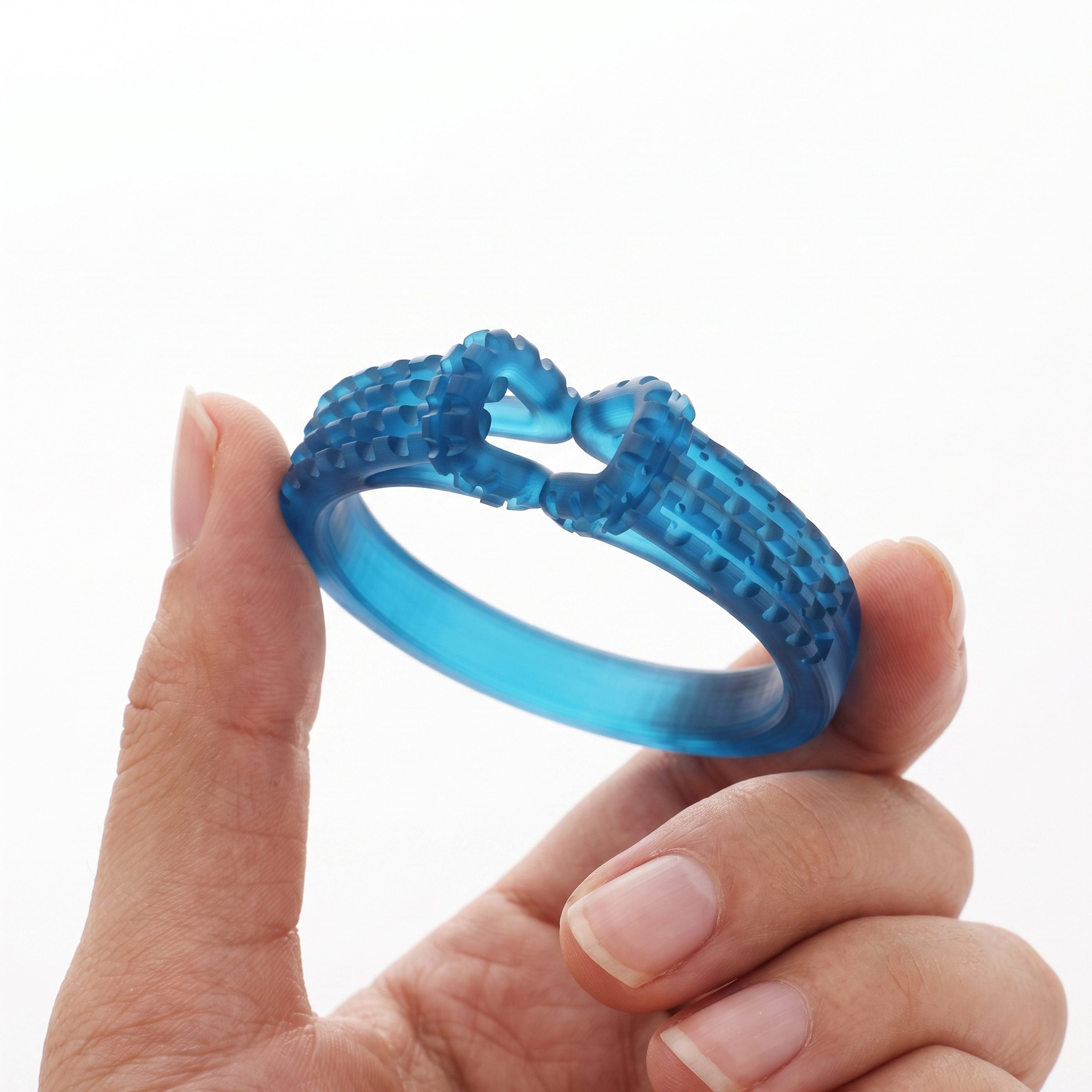 Detailed blue castable jewelry pattern printed with PioCreat resin